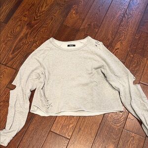 Michael Lauren Light Gray Cropped Sweatshirt